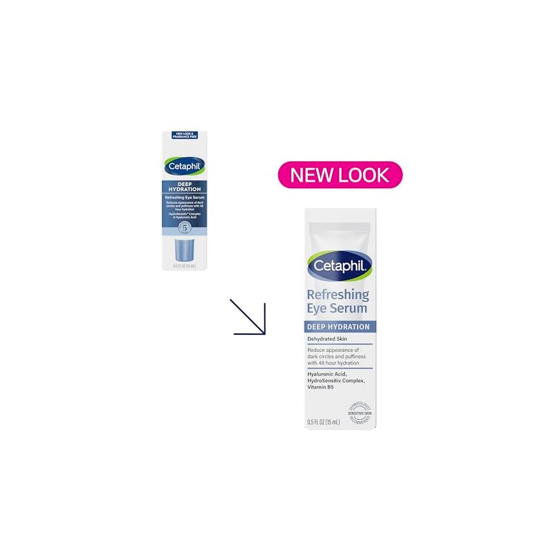 CETAPHIL Deep Hydration Refreshing Eye Serum, 0.5 fl oz, 48Hr