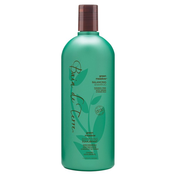 Bain de Terre Balancing Shampoo | Green Meadow | Normal to Oily Hair | Argan & Monoi Oils | Paraben Free | 33.8 Fl Oz