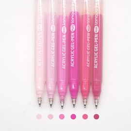 Yolaka Acrylic Gel Pens for Coloring Books, Quick Dry 6 Pcs 1.0mm Fine Point Gel Marker Pen for Drawing, Journaling Art, School Supplies, Sweet Pink