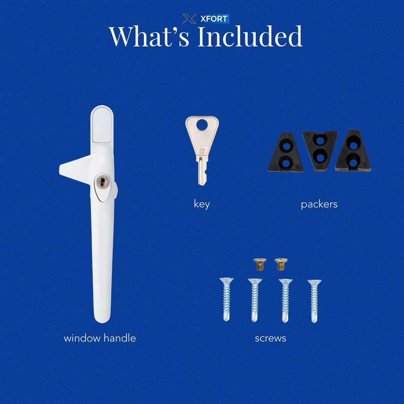 XFORT Locking Cockspur Window Handle Installation Kit in White, Right