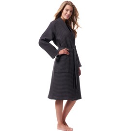 Morgenstern Bathrobe Women Luxury Soft Waffle Light Grey Size M