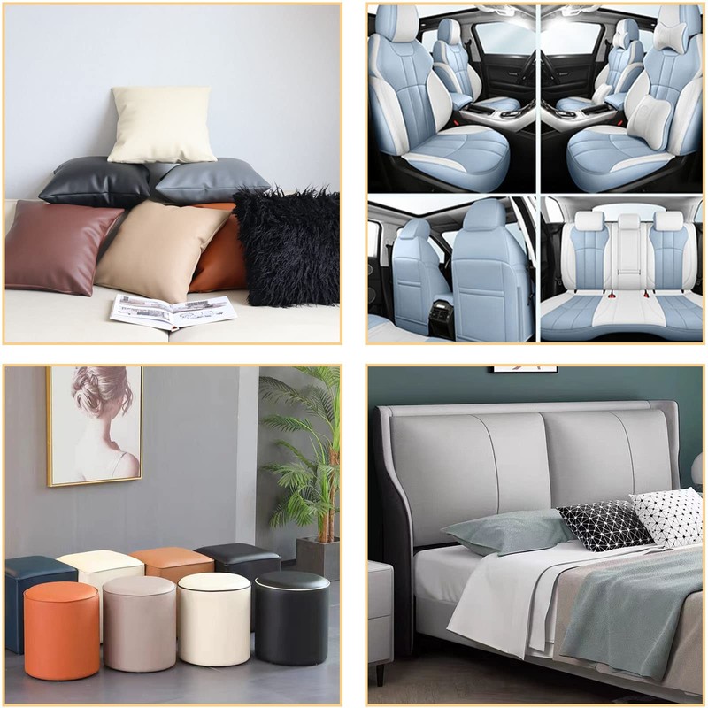 Picheng Vinyl Faux Leather Sheets:Light Blue Smooth Faux Leather Fabric