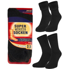 OCERA Super Thermal Socks for Men, 2 Pairs of Ultra Warm Winter Socks with Fluffy Lining, TOG Full Plush, Extremely Heat, 2 x Black