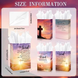 50 Sets Church Gifts for Mother‘s Day Christian Gift Bags Bulk with Tissue Religious Bible Verse Baptism Paper Bags for Women with Handle for Easter Church Welcome Visitors Mothers Day , 4 Styles