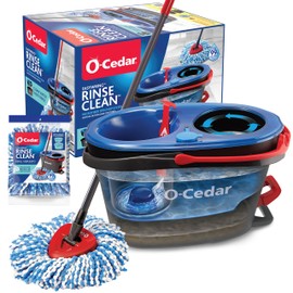 O-Cedar RinseClean Spin Mop & Bucket System + 1 Extra Mop Head | Clean with Clean Water | Removes 99% of Bacteria