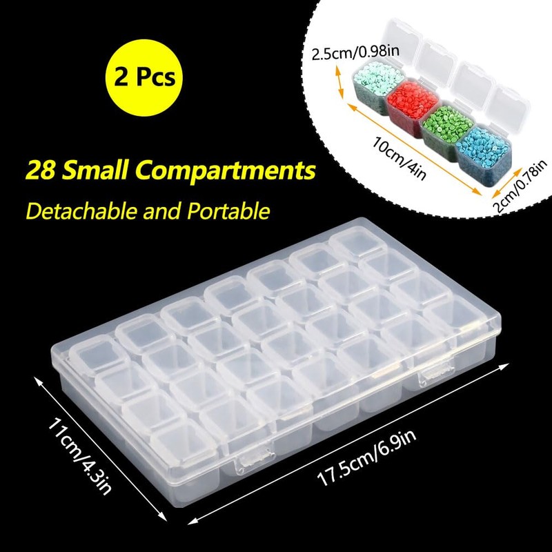 Set of 2 Diamond Embroidery Sorting Box with 28 Compartments