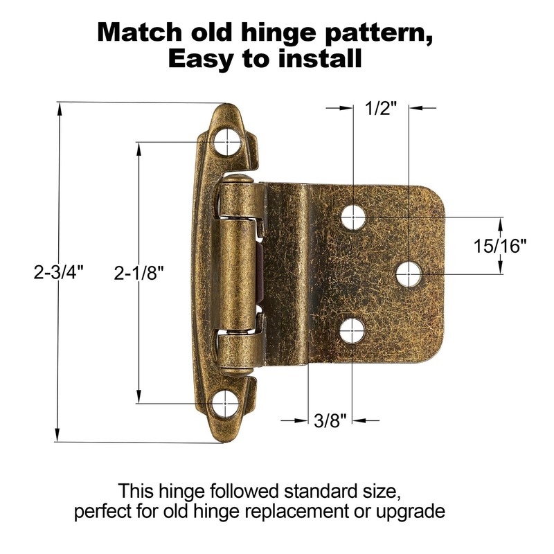 Vallecloud 10 Pack (5 Pair) 3/8" Inset Antique Brass Self