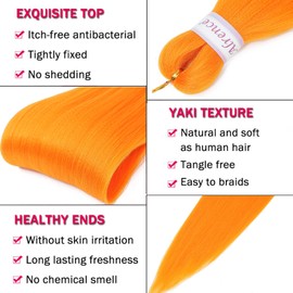 Alrence Pre Stretched Braiding Hair Long Braid 30 Inch 8 Packs Professional Braiding Hair Extensions Synthetic Crochet Twist Braids (30 Inch, Orange)