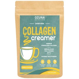 OZUNA NUTRITION Collagen Coffee Creamer | Keto & Paleo | Premium Hydrolysed Collagen Peptides & Coconut MCT Powder | Dairy-Free | Vanilla Flavour