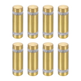 uxcell 8 Pcs Standoff Screws, 1/2" x 1.18" Stainless Steel Double Head Advertising Screws Wall Standoff Mounts Hardware for Acrylic Glass Sign Holder Wine Glass Rack, Gold