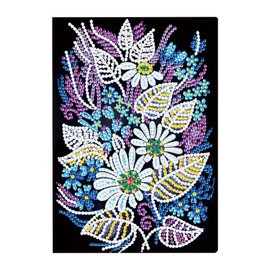 DIY 5D Notebook with Diamond Art Painting Art White Little Flower and Plant Cover Crystal Cross Stitch Special Shaped Diamond Kits Writing Sketchbook Journal Dairy Book 8.27x5.71inch