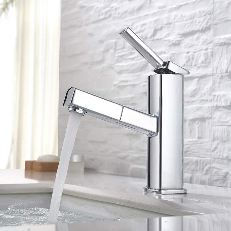 KAIYING Bathroom Sink Faucet with Pull Out Sprayer, Single Handle
