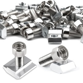 Ziamzra Set of 60 T-Slot Nuts M5 Set 30 Pieces T Nut Rail M5 & 30 Pieces Screws M5 20 Series Nut 6 Type B Sliding Nuts T Slot Nuts Carbon Steel for Aluminium Profile Extrusion Slot Guide Rail