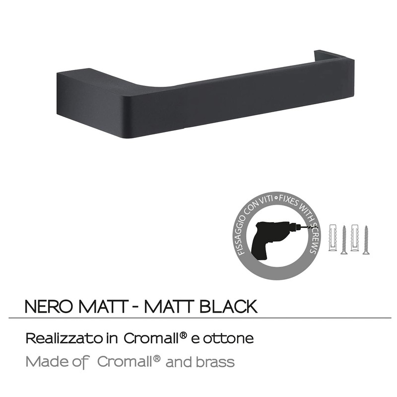 Gedy G-Kuala Lumpur Toilet Roll Holder Black Colour Cromall Brass