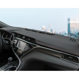 REPOYUL Fit for Toyota Camry 2023 2022 2021 2020 2019 2018 Dashboard Black Center Console Cover Dashboard pad Protector Sunshade Upgraded Edge Microfiber Leather pad (Without HUD, red line)