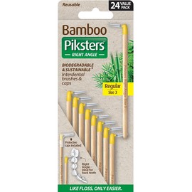 Piksters Bamboo Right Angle Interdental Brush (Size 3 - Yellow) X 24