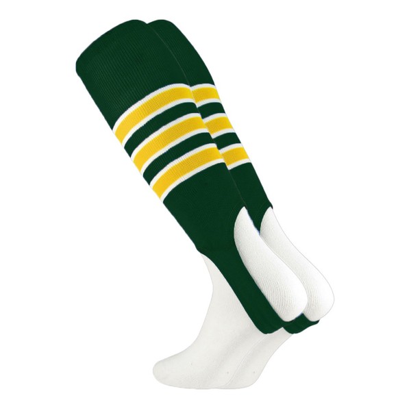 MadSportsStuff Baseball Stirrups Pattern D (Dark Green/Gold/White, Medium)