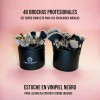 Set 40 Brochas Maquillaje Profesional Hannamy Estuche Negras