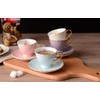Jusalpha Porcelain Coffee Bar Espresso SMALL Cups and Saucers Set,