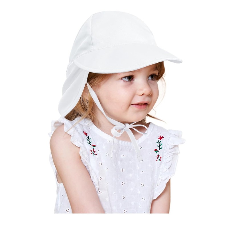 ZURLEFY White Baby Sun Hat Girls, UPF 50+ Toddler Summer