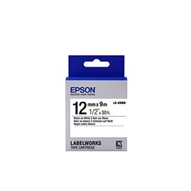 Epson LK-4WBN - Label-Making Tapes (Black on White, LabelWorks LW-1000P LabelWorks LW-300 LabelWorks LW-400 LabelWorks LW-400VP LabelWorks LW-600P, Box, 1.2 cm, 9 m)