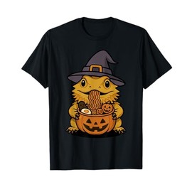 Spooky Bearded Dragon Pumpkin Japanese Ramen Noodles T-Shirt