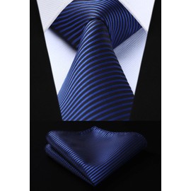 Hisdern Lot 3-Piece Men’s Tie, Chequered, Polka Dot Stripe, Solid Colour, Wedding Party, Handkerchief Tie and Pocket Square – Multiple Sets -