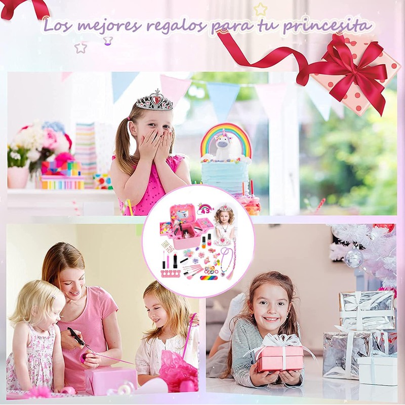 TITIFIVE Maquillaje para Niñas, 43pcs Juguetes de Maquillaje Lavables para