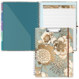 Hongri Clipboard Folio with Refillable Lined Notepad, 8.5 x 11 Folders with Storage 10 Pockets, Spiral Portfolio, Size 12.8X 9.7 in, Office & School Supplies, Golden Flower