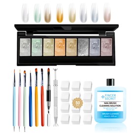 finger secret 8 Colors Ombre Gel Pat Nail Polish Set,Ombre Pigment for Nails,Gradient Painting Gel with 50Pcs Nail Sponges for 3D Gels Nail Art can be Painted in Salon or Home Use