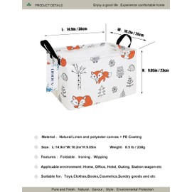 ONOEV Rectangular Folding Laundry Basket,waterproof Canvas Basket,gift basket,Suitable for children's room,Office,Clothes,Toys Storage（Fox）