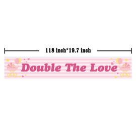 Double The Love Baby Shower Large Banner Backdrop, Welcome Home New Twin Babies, Pink Gender Reveal Yard Sign, Twins 1st Birthday Pregnancy Announcement Party Decoration