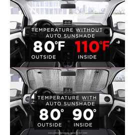 Big Hippo Windshield Sun Shade, Car Window Shade as Bonus by Big Hippo Keep Vehicle Cool Protect Your Car from Sun Heat & Glare Best UV Ray Visor Protector (Size: 55.16"X 27.5")