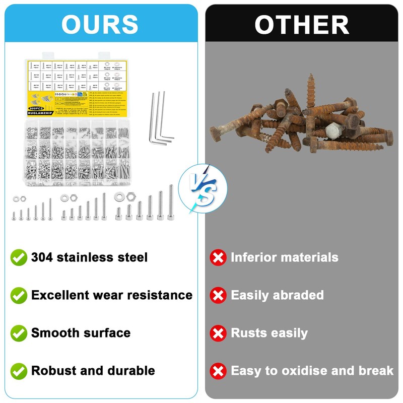 900 Pcs M2 M3 M4 Bolts and Nuts Set, Assorted