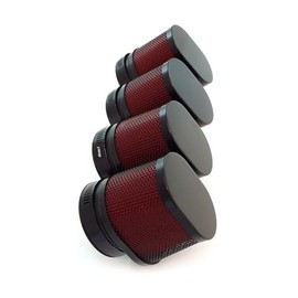 Set of 4 Black & Red Oval Air Filters - 54mm - Fits Honda CB650/750/900/1000/1100 Kawasaki GPZ/KZ/ZX750 KZ1000/1100 Suzuki GS700/750/850/1000/1100 Yamaha XS1100 XJR1200/1300
