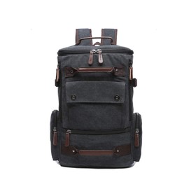 Canvas Backpack, Casual Backpack Unisex Vintage Canvas Rucksack Hiking Backpack Travel Bag Laptop Backpack School Bag Student Bag Satchel Trekking Backpack Camping Bag Black