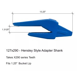 Quality Aftermarket Hensley Style Parabolic Bucket Adapter Shank for 1.25" Lip- 290 Series - 127X290