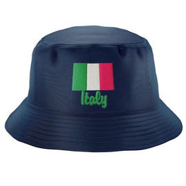 Purple Print House Italy Embroidered Bucket Hat Mens Womens Unisex Italian Italia Embroidery Rugby Supporter Footy Fan Gift Sports Hat Birthday Father?s Day Men Women, S, Navy