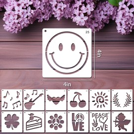 42PCS Stencils for Painting Peace and Love Stencil Set, 4Inch Plastic Paint Stencils, Reusable DIY Drawing Template for Crafts, Wood, Canvas, Paper, Fabric, Walls, Furniture Motivational Art Design