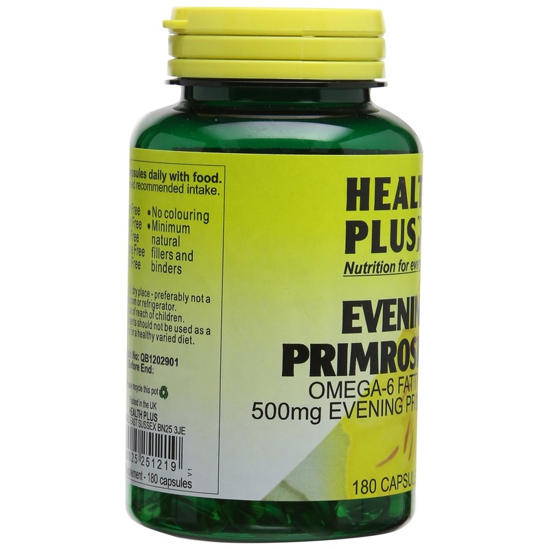 Health Plus Evening Primrose Oil 500mg Omega-6 Supplement - 180