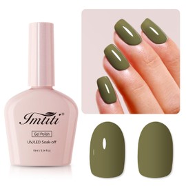 Imtiti 10ML Olive Green Gel Polish Soak Off LED UV Nail Gel DIY at Home Salon Art Gift for Women 1PCS