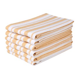 Goroly Home Kitchen Dish Towel, Tea Towel, Dish Towel for Kitchen, Fall Kitchen Towel, Cotton Quick Dry Kitchen Bar Towels, Super Soft & Absorbent - 18x28 Inch 6 Pack- Mustard White
