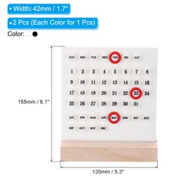 PATIKIL Wood Perpetual Calendar, 2 Pack Desktop Acrylic Calendar Stand Month Week Date Display for Desk Shop Office Home Decoration, White Black