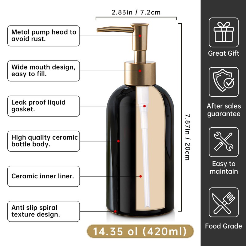 Gold Refillable Dish Soap Dispenser for Kitchen Sink,Hand Soap Dispenser