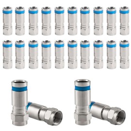 20 Pieces RG6 F Type Compression Connector Coaxial Adapter, F-Quick Mount Connector for Coaxial Cable Satellite Cable F Compression Connector F-Connector for Coaxial Cable Satellite TV Cable Press