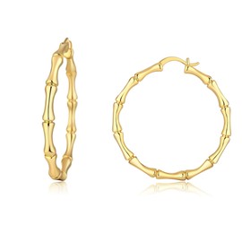 Dr's gift Bamboo Earrings For Women 90s 14k Plated Gold Bamboo Hoop Earrings Party