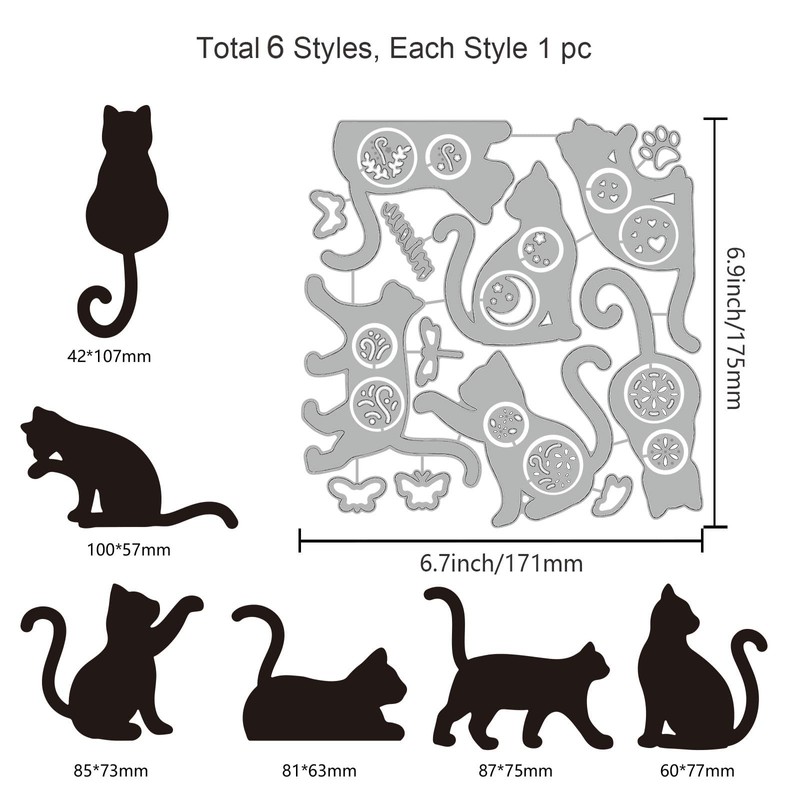 GLOBLELAND 1Set 13Pcs Flower Cat Cutting Dies for DIY Scrapbooking