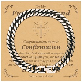 To My Future Husband Cuban Link Bracelet Gifts For Future Husband From Future Wife - God's Love Will Always Be There - Catholic Christian Baptism First Communion Confirmation Christmas Gifts