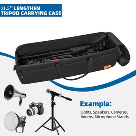TORIBIO 31.5" Tripod Carrying Case,Heavy-Duty Multi-Function Tripod Case Bag with Shoulder Strap, for Lights, Speakers, Cameras, Booms, Microphone Stands