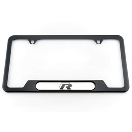 Genuine Volkswagen R-Line License Plate Frame - Stainless Steel with Black Finish